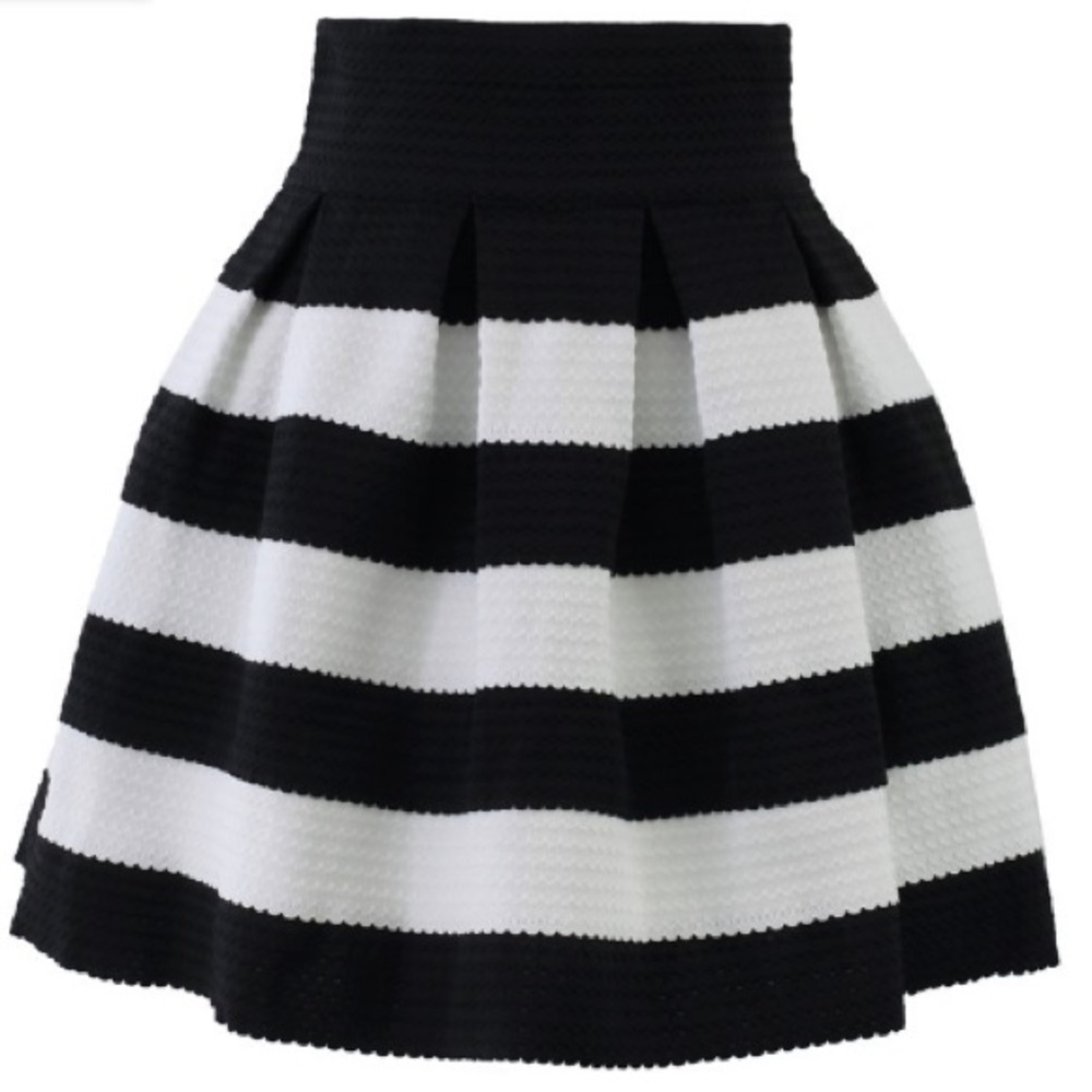 Amina Black & White Stripped A-Line Skirt